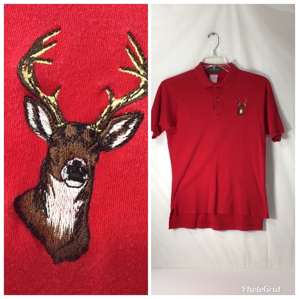 Outer Banks Red Polo Embroidered Deer Logo Shirt